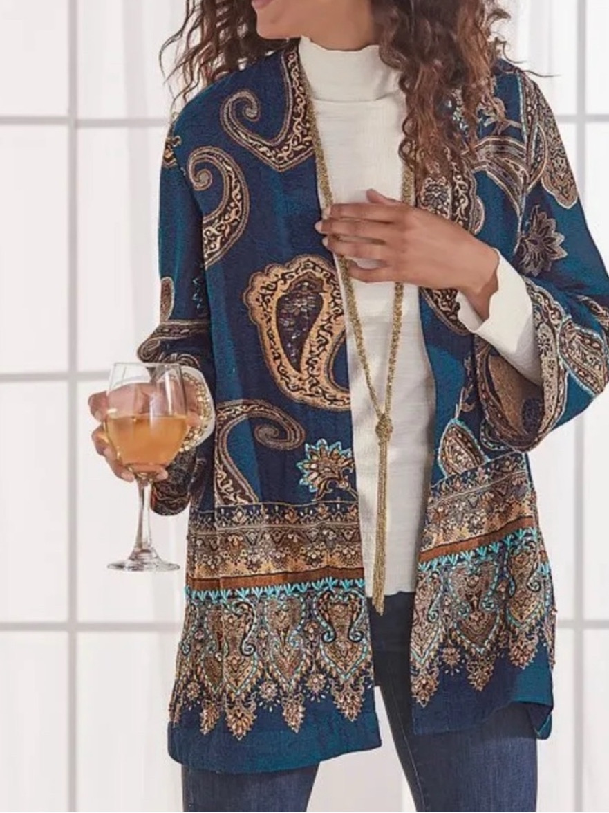 Soft Surroundings Paisley Embellished Kimono Boho Cardigan Size S/M
